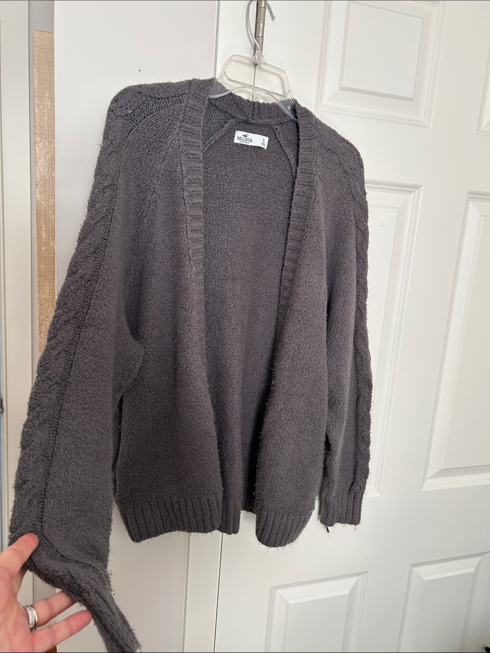 Hollister Cozy Open-Front Knit Cardigan Sweater - Gray